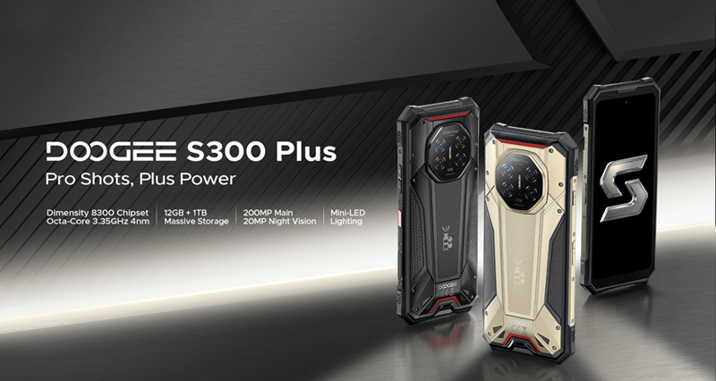 Doogee S300 Plus е надежен телефон базиран на Dimensity 8300, оборудван с 1 TB памет и регулировема мини-LED подсветка.