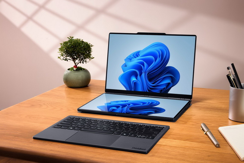 Lenovo представи нов модулен лаптоп ThinkBook Modular AI PC, оборудован с два екрана и отстраним клавиатура.