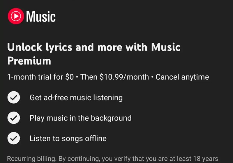 Google скрива текстовете на песни в YouTube Music за безплатните потребители