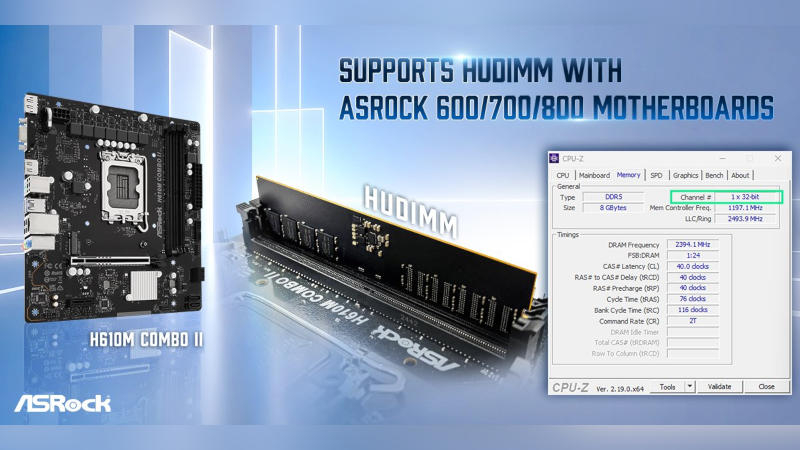 ASRock и TeamGroup създадоха бюджетен тип DDR5-модули, наречени HUDIMM, за икономични компютри