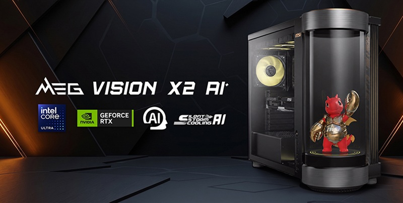 MSI представи игрална система MEG Vision X2 AI+ със холографичен екран и вграден AI асистент.